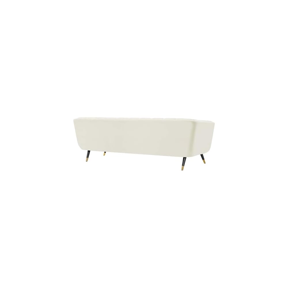Modway Adept Contemporary Mid-Century Modern Performance Velvet Upholstered Tufted Sofa in Ivory