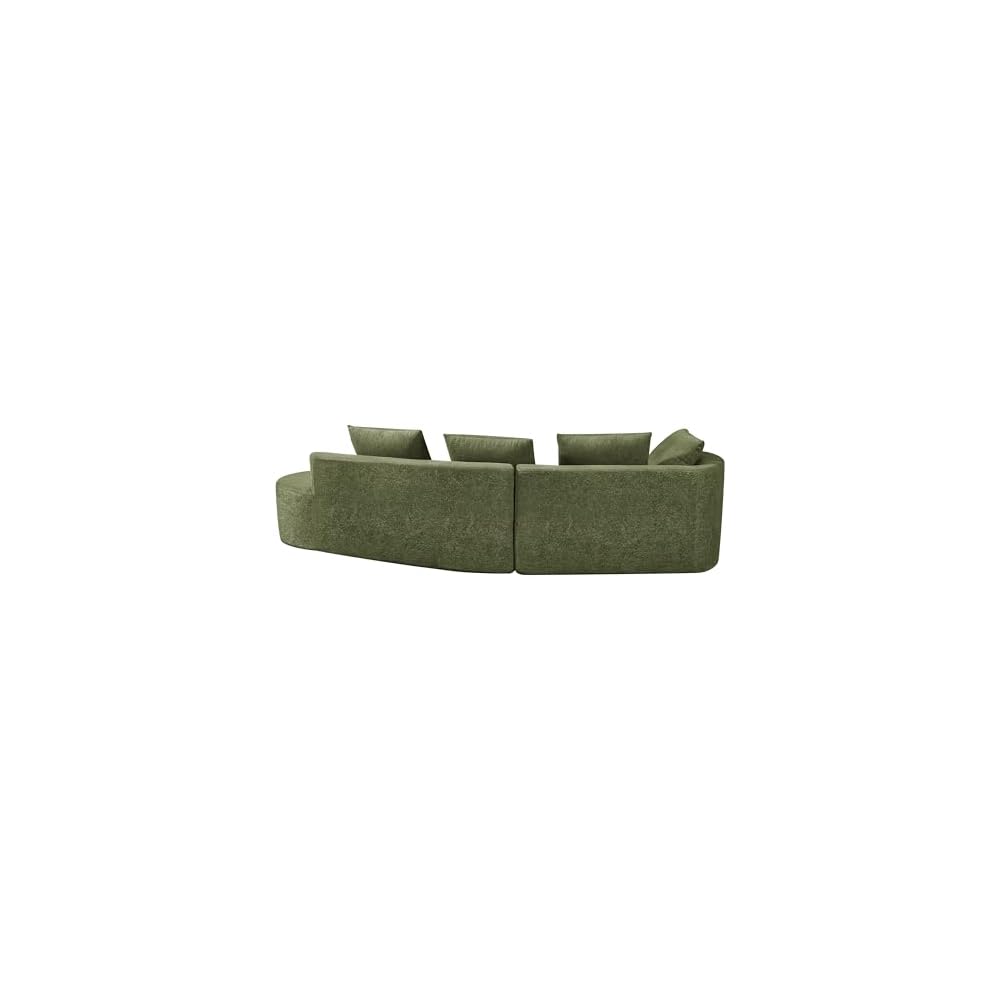 Christopher Knight Home 116" Modern Curved Sectional Sofa 2 Piece Set with Chaise Lounge, High-Density Compressed Sponge Couch, Fully Assembled Right Hand Facing Sofa for Living Room Lounge, Green