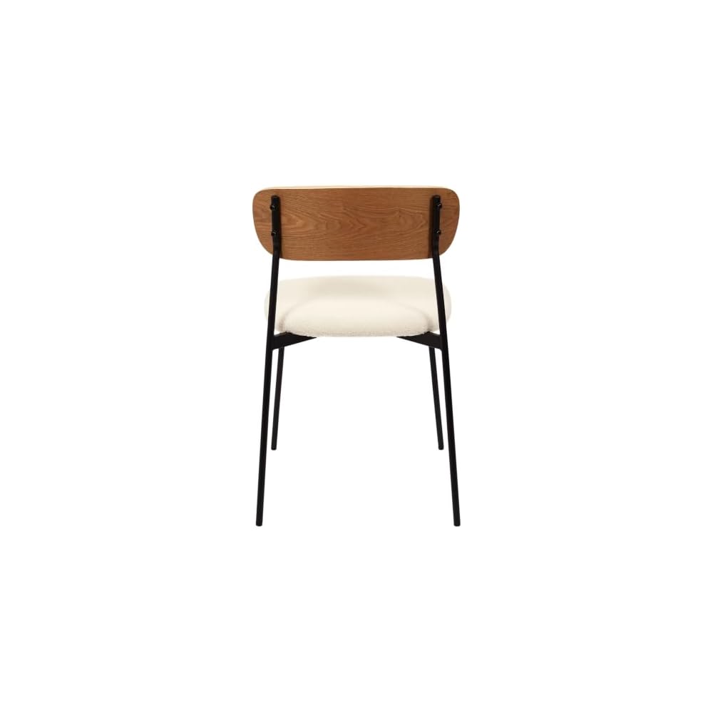 Home Deco Factory, HD7621 Set of 4 Bouclette Loki Chairs Natural Crush Furniture Seat Table Chair 46 x 78.3 x 48 cm Seat Height 48 cm Brown White Black