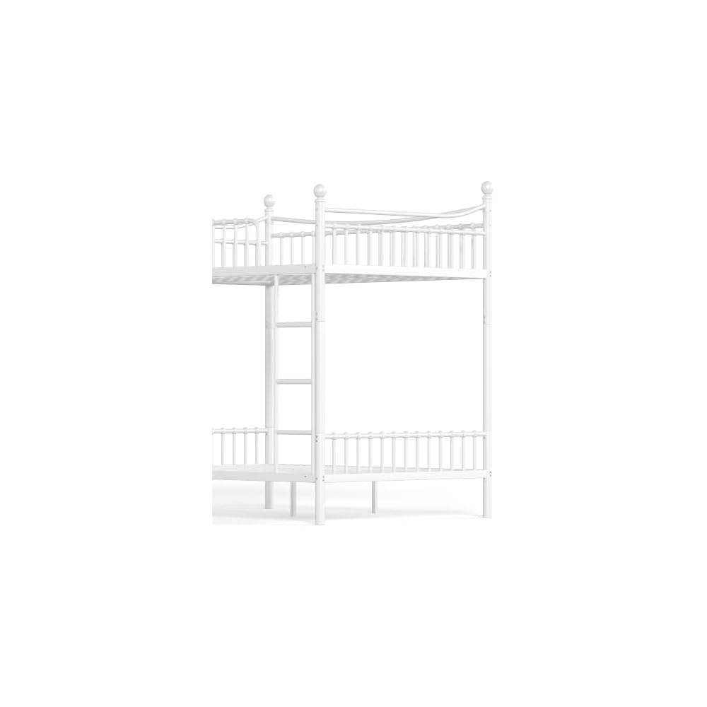Bellemave Full Over Full Bunk Beds, Metal Bunk Bed with Ladder and Guardrail for Kids, Adults, Can be Split, White