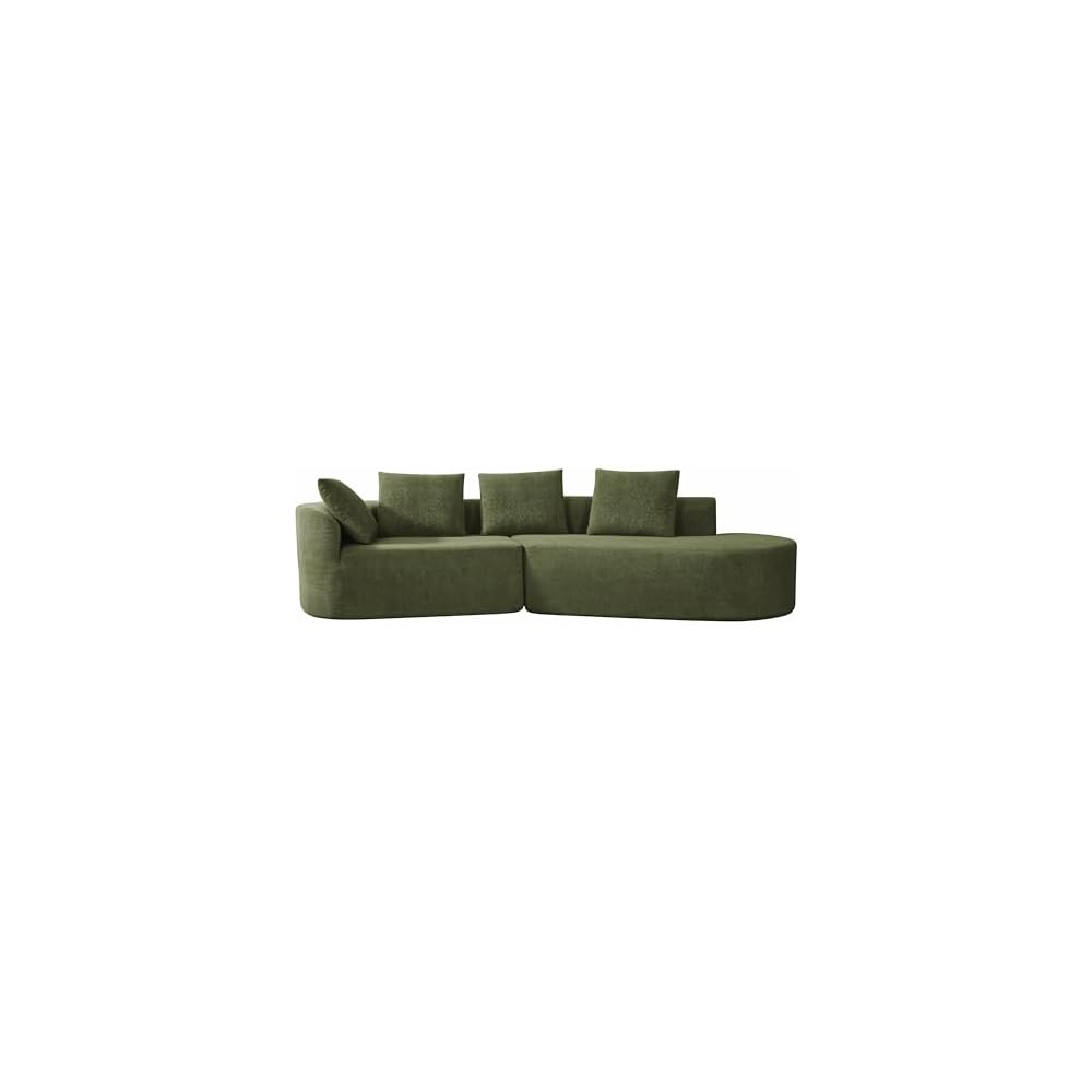 Christopher Knight Home 116" Modern Curved Sectional Sofa 2 Piece Set with Chaise Lounge, High-Density Compressed Sponge Couch, Fully Assembled Right Hand Facing Sofa for Living Room Lounge, Green