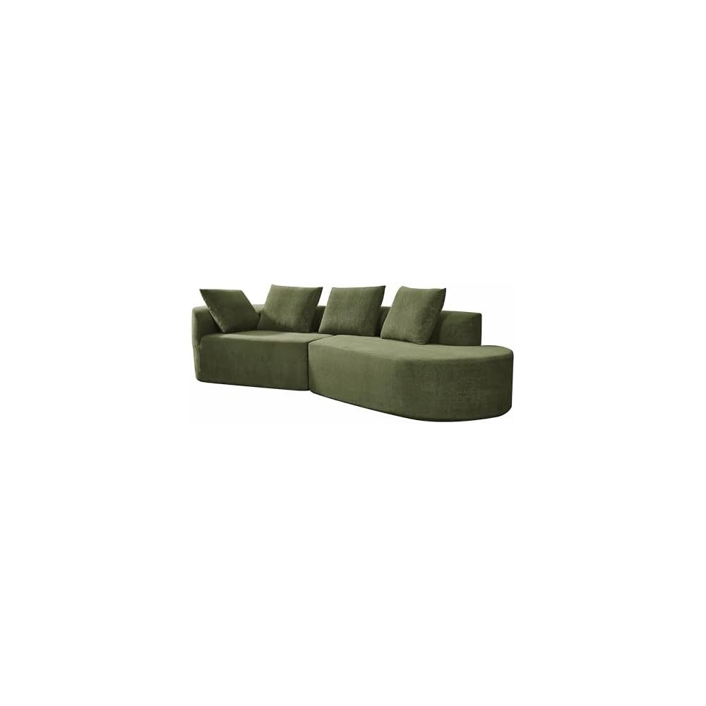 Christopher Knight Home 116" Modern Curved Sectional Sofa 2 Piece Set with Chaise Lounge, High-Density Compressed Sponge Couch, Fully Assembled Right Hand Facing Sofa for Living Room Lounge, Green