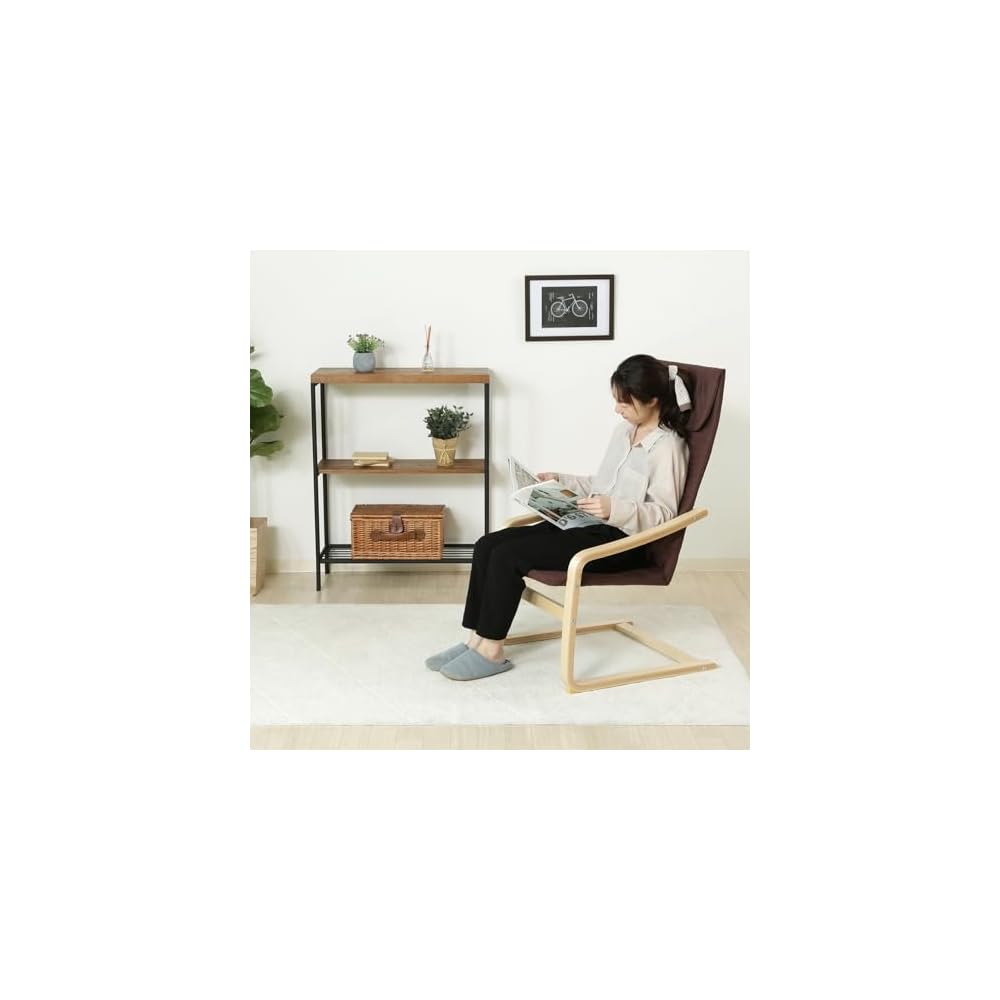 Fuji Boeki 84056 Relax Chair, Personal Chair, 1 Seater, Width 23.2 x Depth 30.3 x Height 40.2 inches (59 x 77 x 102 cm), Brown, Slim,