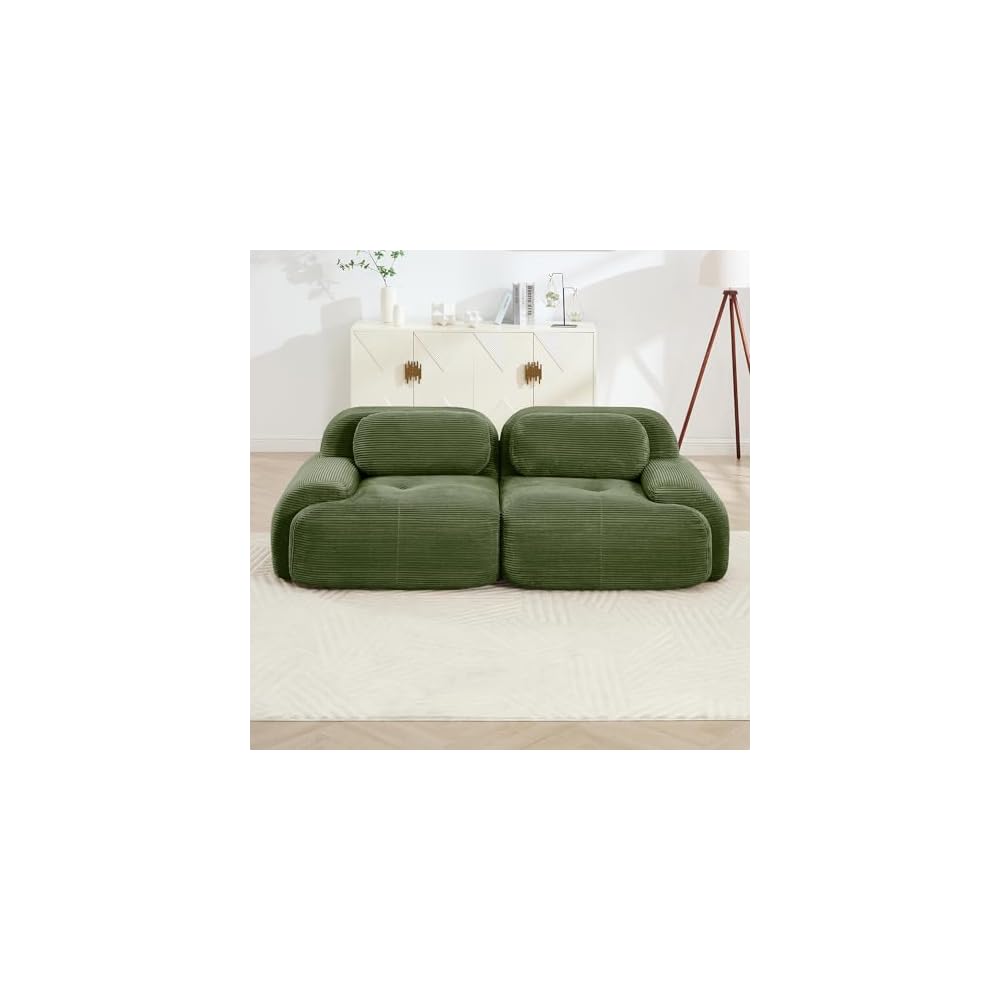 81.8 Inch Modular Sectional Sofa, Loveseat Boneless Couch, Green