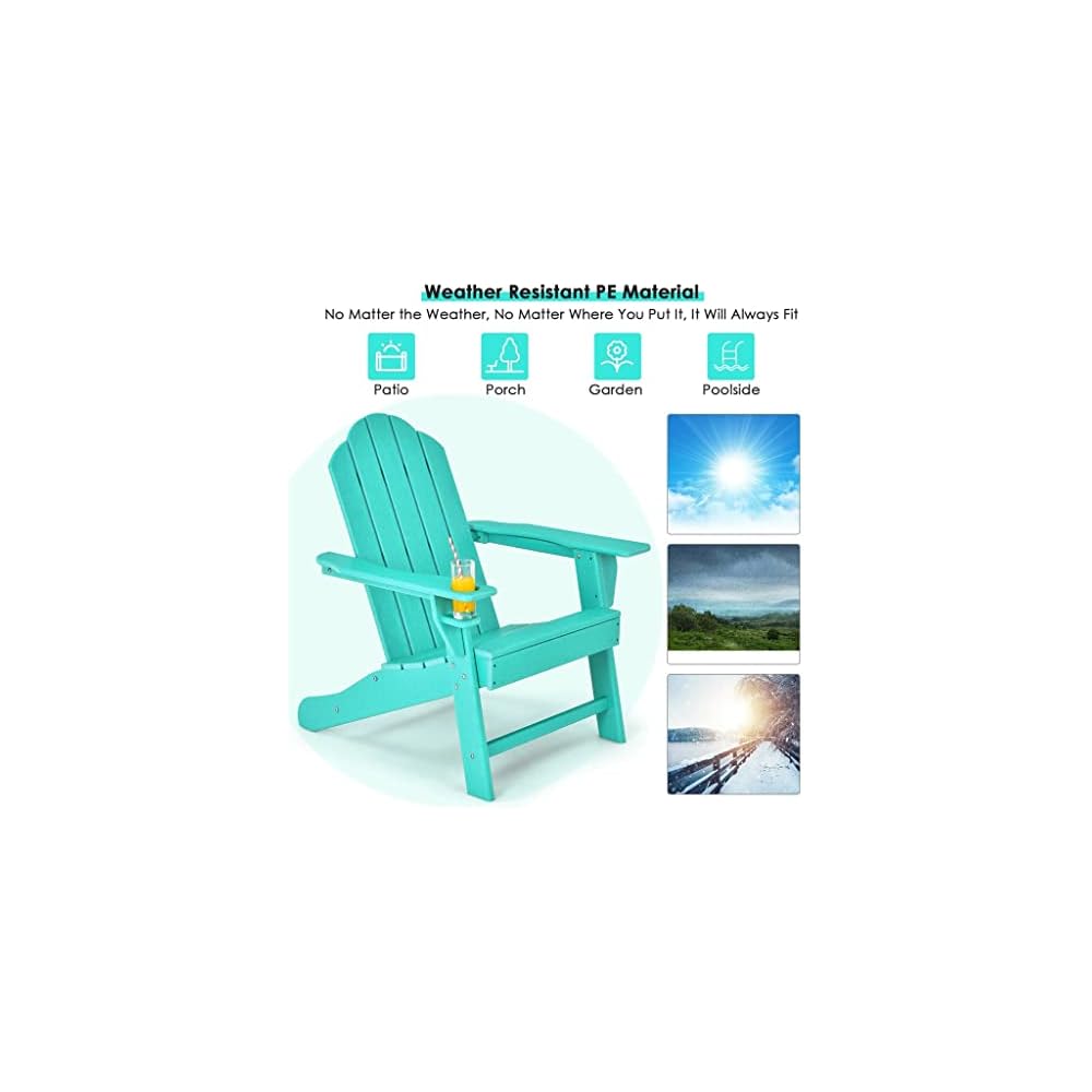 Patio Chairs Garden Terrace with Cup Holder Turquoise
