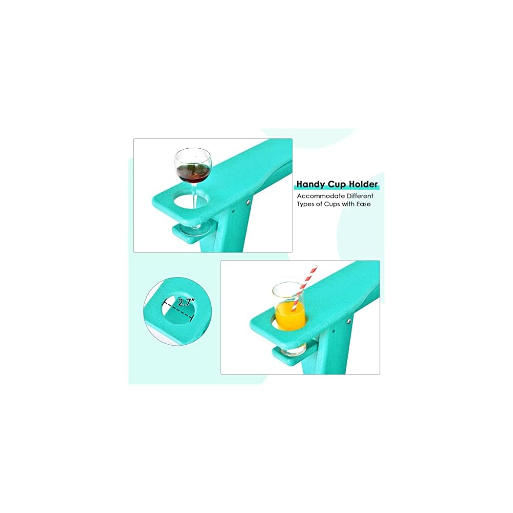 Patio Chairs Garden Terrace with Cup Holder Turquoise