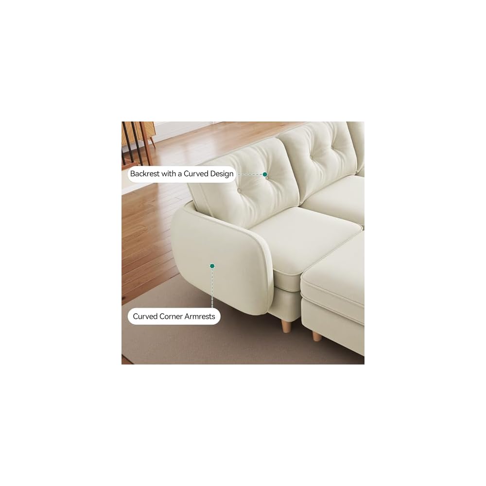 YITAHOME 108" U-Shaped Modular Cloud Couch,Deep Seat, Velvet Beige