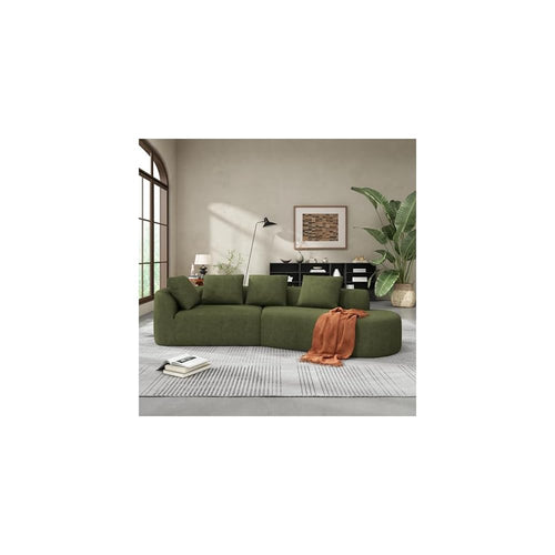 Christopher Knight Home 116" Modern Curved Sectional Sofa 2 Piece Set with Chaise Lounge, High-Density Compressed Sponge Couch, Fully Assembled Right Hand Facing Sofa for Living Room Lounge, Green