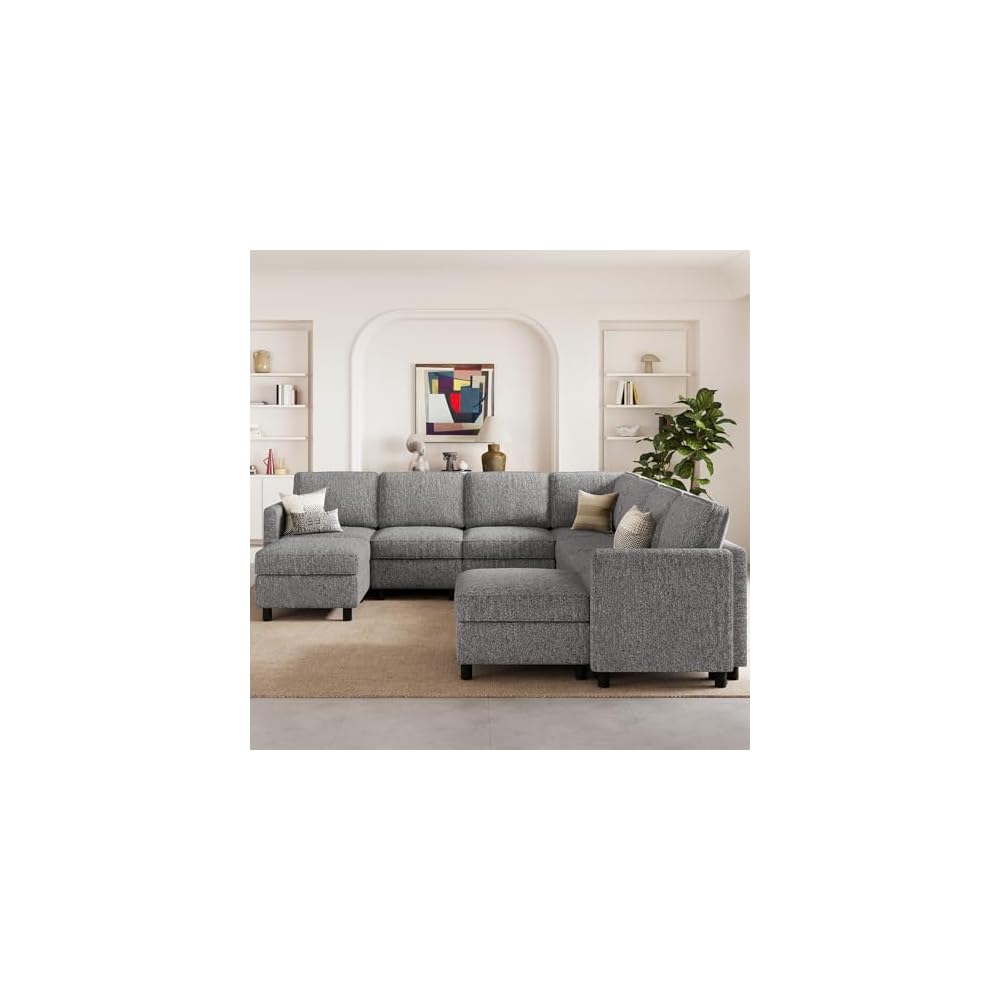 Belffin 107.1" 9 Seats Modular Sectional Sofa U Shaped Couch Big Corner Washable Sectional Couches for Living Room Comfy Couches with Storage Seat Couch Sofas with Chaise,Grey