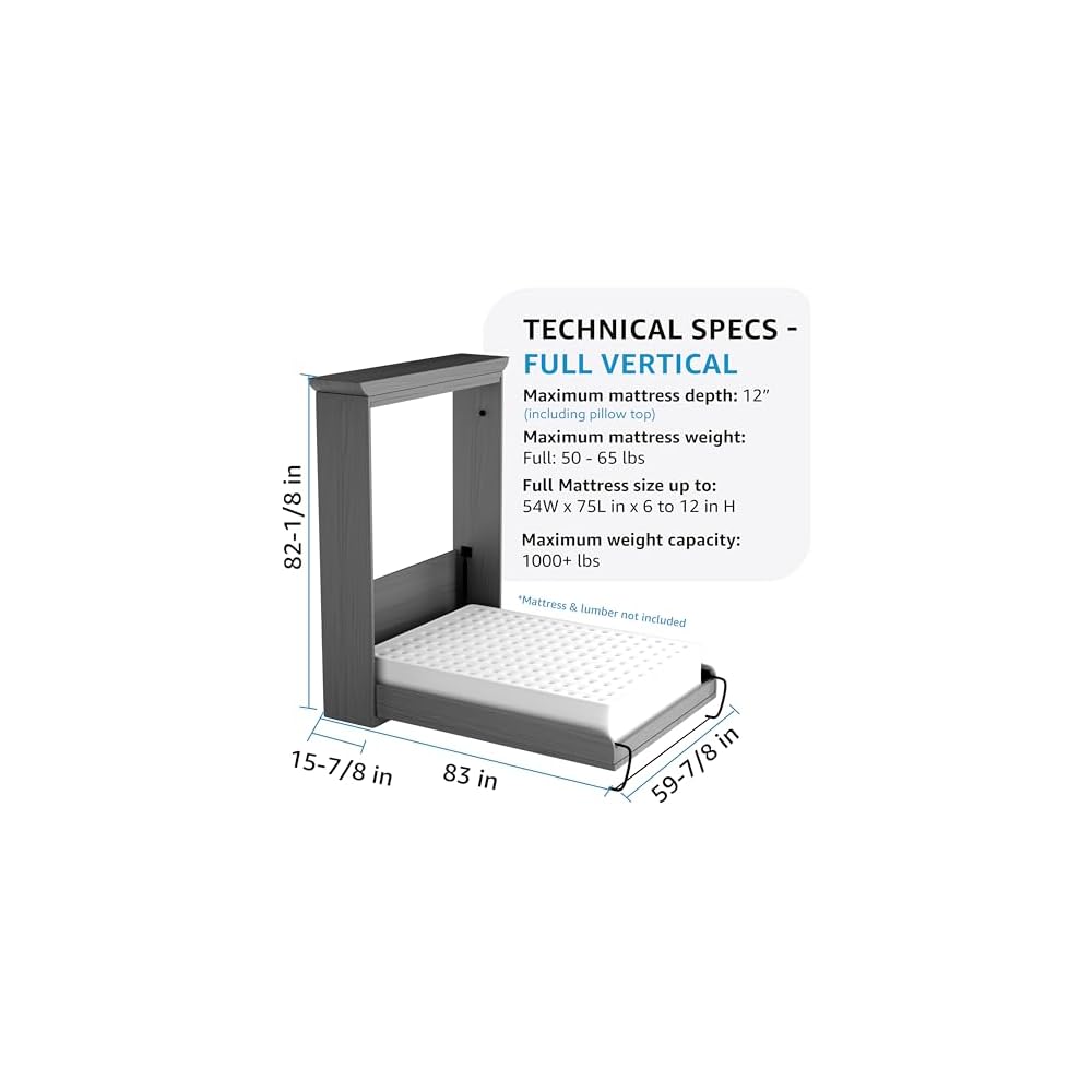 Create-A-Bed Full Size Deluxe Murphy Bed Kit, Vertical