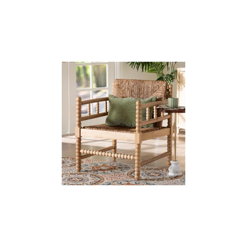 Bali & pari Dolores Woven Seagrass Armchair with Bobbin Frame