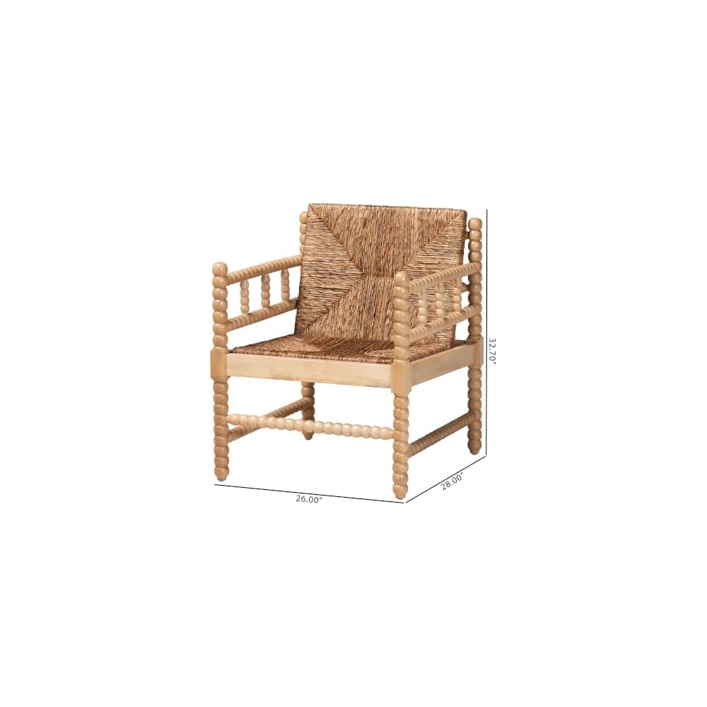Bali & pari Dolores Woven Seagrass Armchair with Bobbin Frame