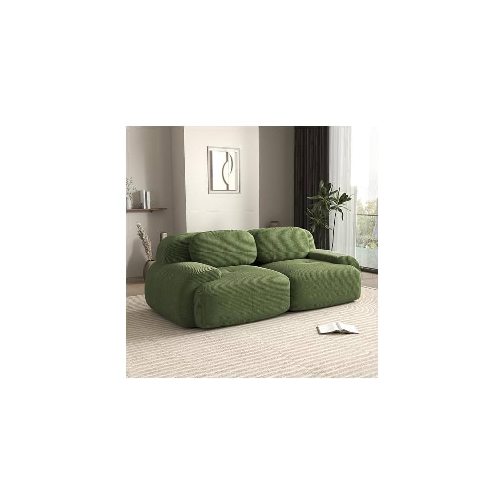81.8 Inch Modular Sectional Sofa, Loveseat Boneless Couch, Green