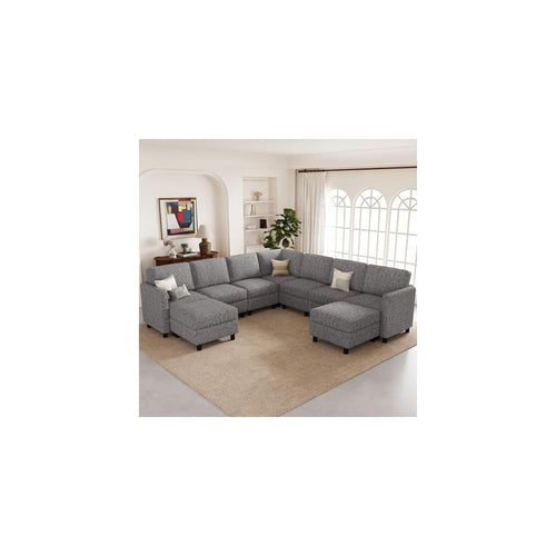Belffin 107.1" 9 Seats Modular Sectional Sofa U Shaped Couch Big Corner Washable Sectional Couches for Living Room Comfy Couches with Storage Seat Couch Sofas with Chaise,Grey