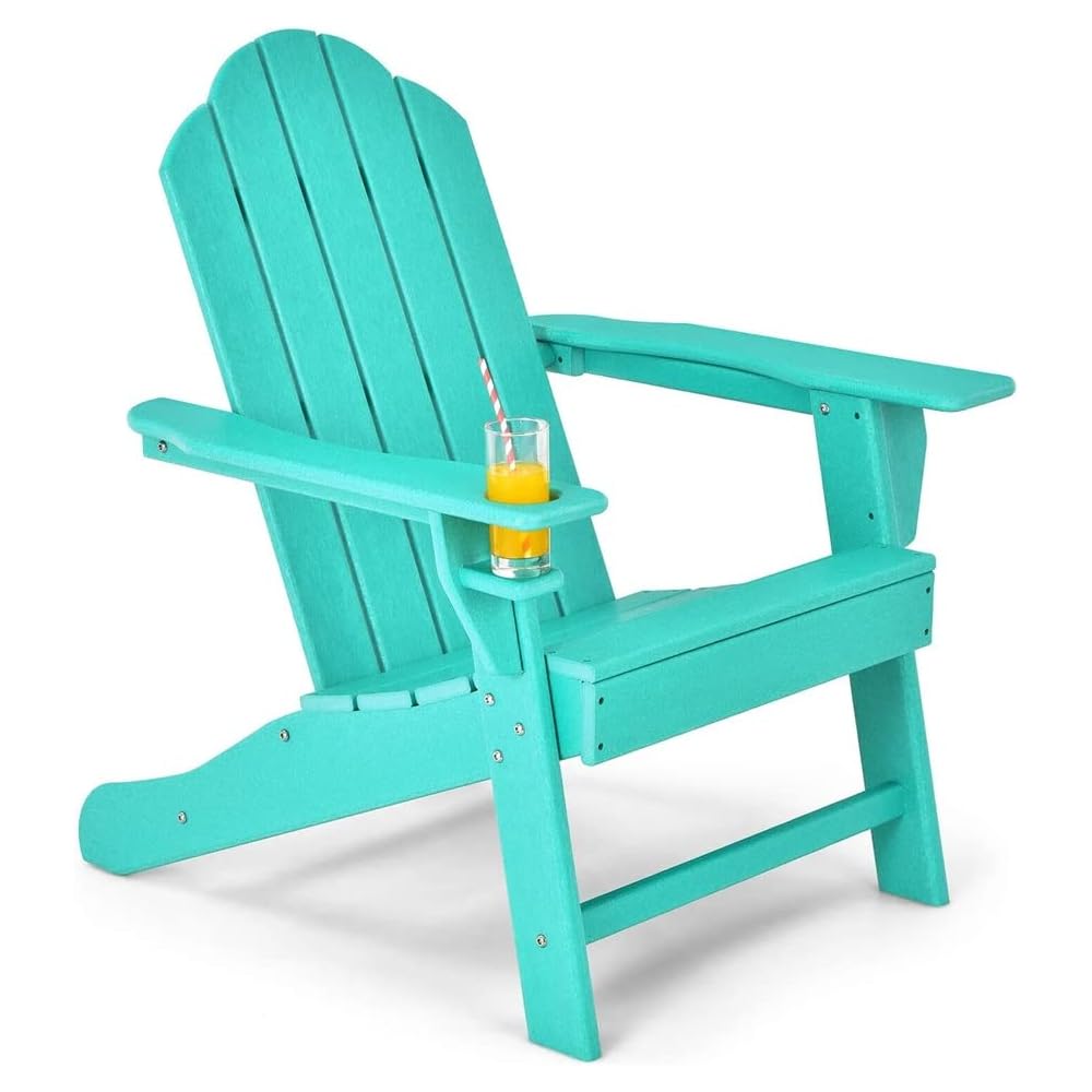 Patio Chairs Garden Terrace with Cup Holder Turquoise