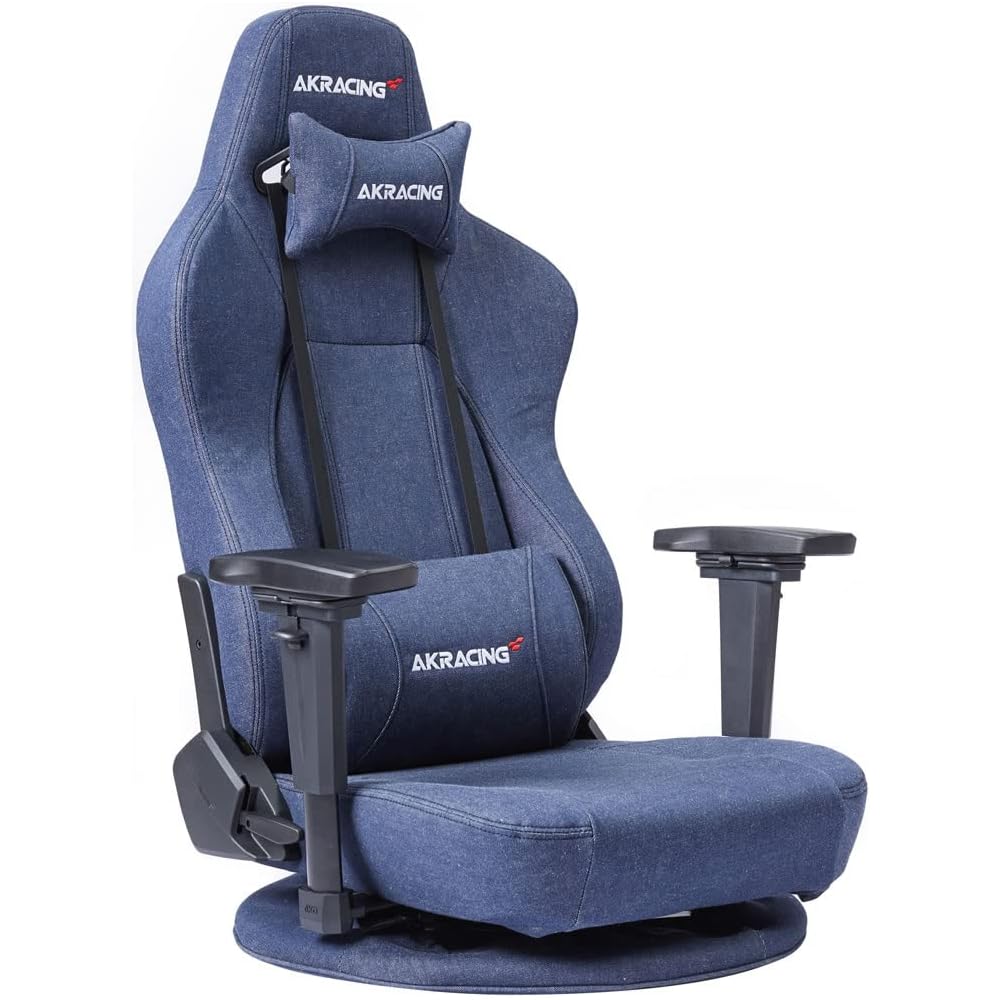 AKRacing Gyokuza Denim Gaming Chair with Domestic Denim Material, 180° Reclining, Home & Remote
