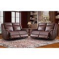 CANMOV 2PCS Genuine Leather Manual Recliner Loveseat Sofa, Mid-Century Modern Reclining Loveseat with Soft Padded Seat Backrest, 2 Seat Reclining Sofa Couch for Living Room, Dark Brown