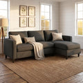 SUNLEI L-Shaped Sectional Couch, Modern Grey Reversible Sectional Sofa with Reversible Ottoman, 3-Seat Sectional Couches for Living Room and Apartment, Grey