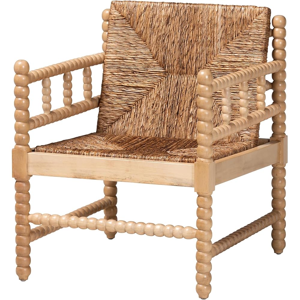 Bali & pari Dolores Woven Seagrass Armchair with Bobbin Frame